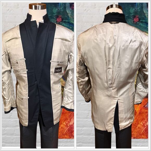 Paul Stuart Mens 42L Navy Blue Flannel Finish Super 100s Blazer Sport Jacket - Picture 8 of 16